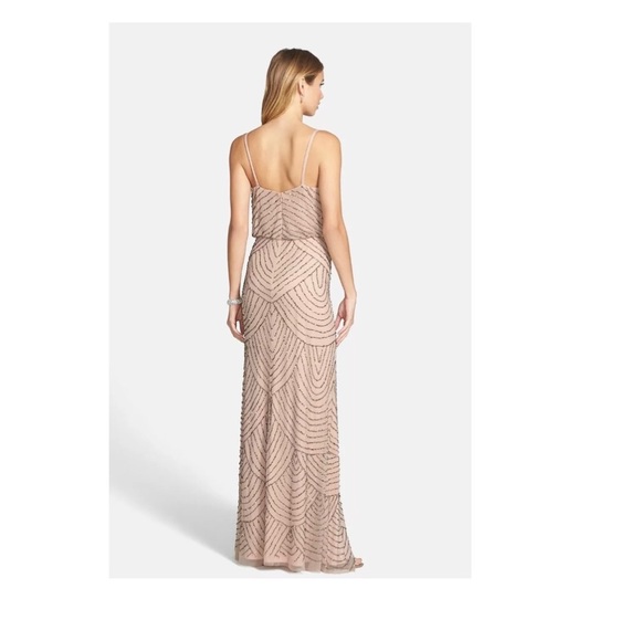 NEW Adrianna Papell Embellished Blouson Gown‎ Taupe Pink [SZ: 12 14  ] - Picture 5 of 5
